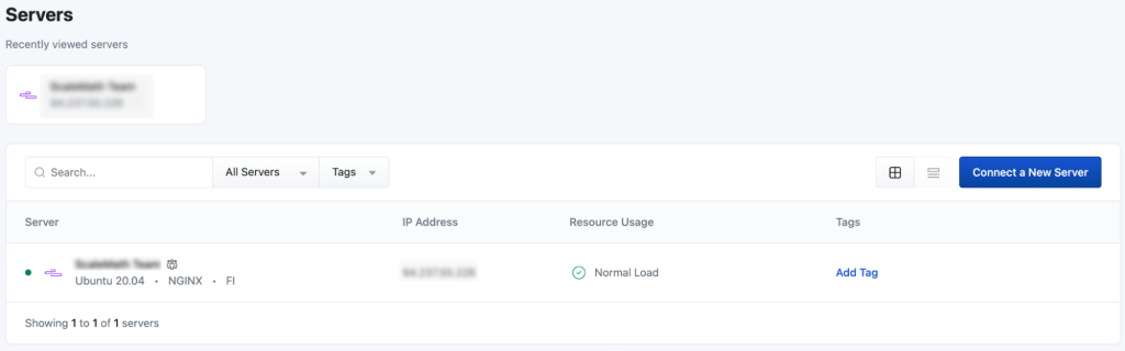runclouds servers page