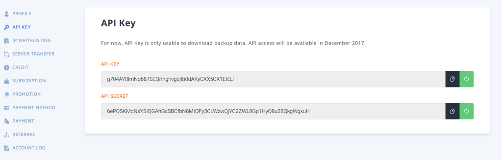 RunCloud API key