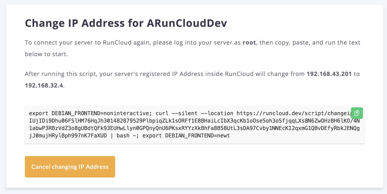 Run script to change IP address