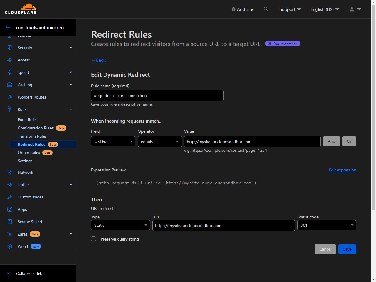 A screen capture of Cloudflare dashboard showing screen capture page.