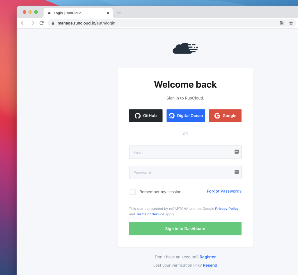 RunCloud Login