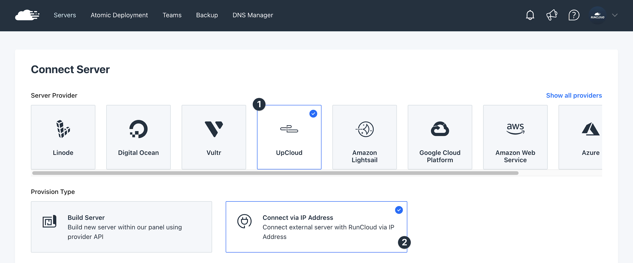 Select Server Provider UpCloud