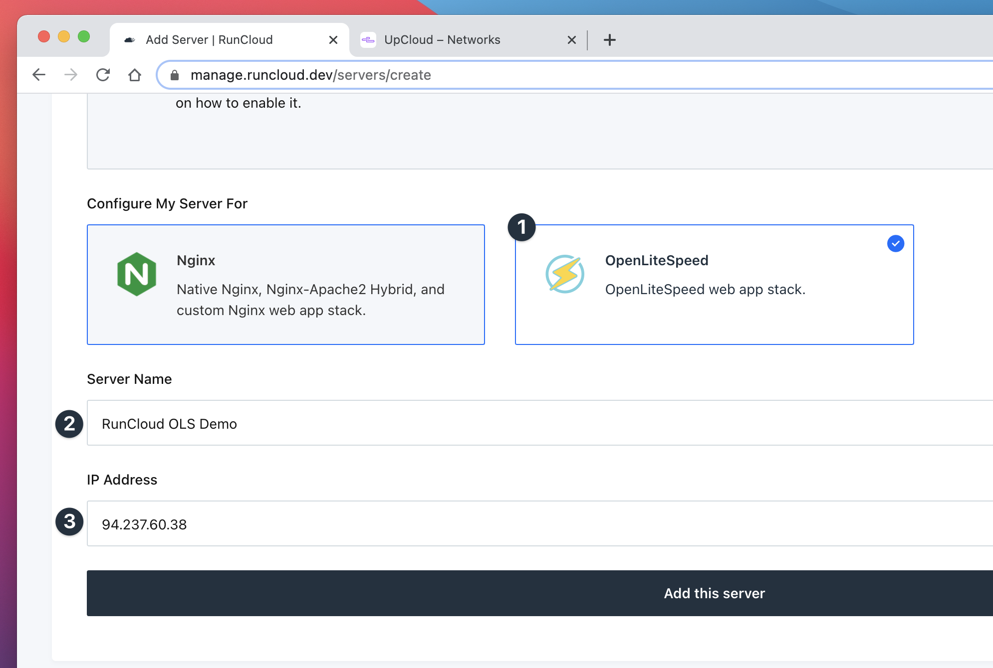 OpenLiteSpeed Server Stack RunCloud