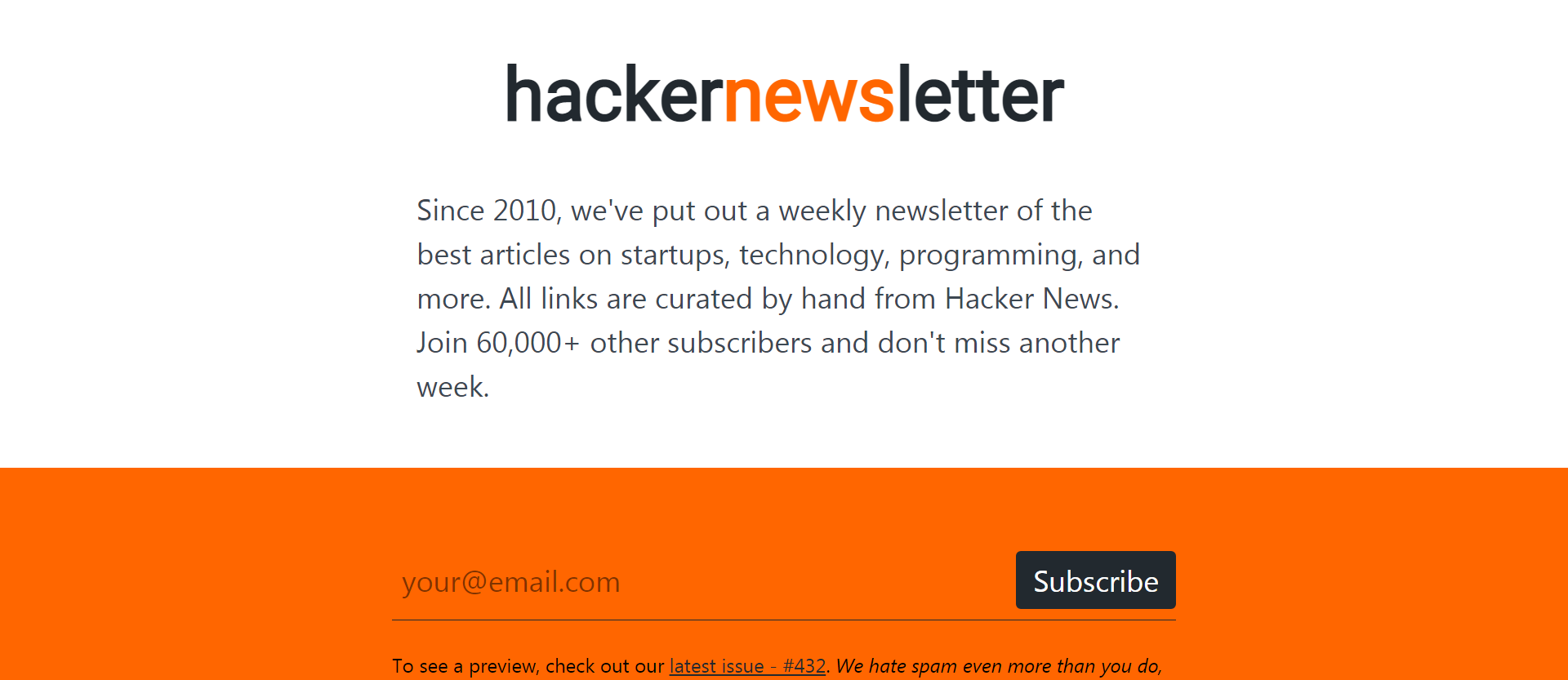 hackernewsletter signup form
