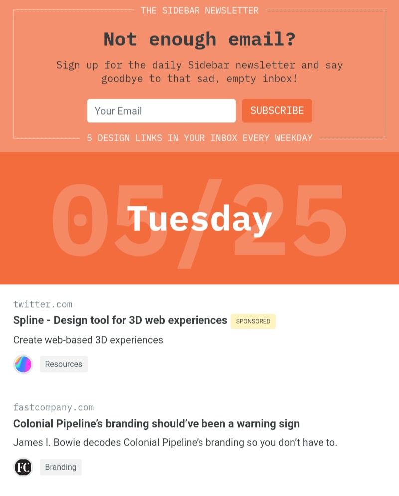 Sidebar newsletter signup form