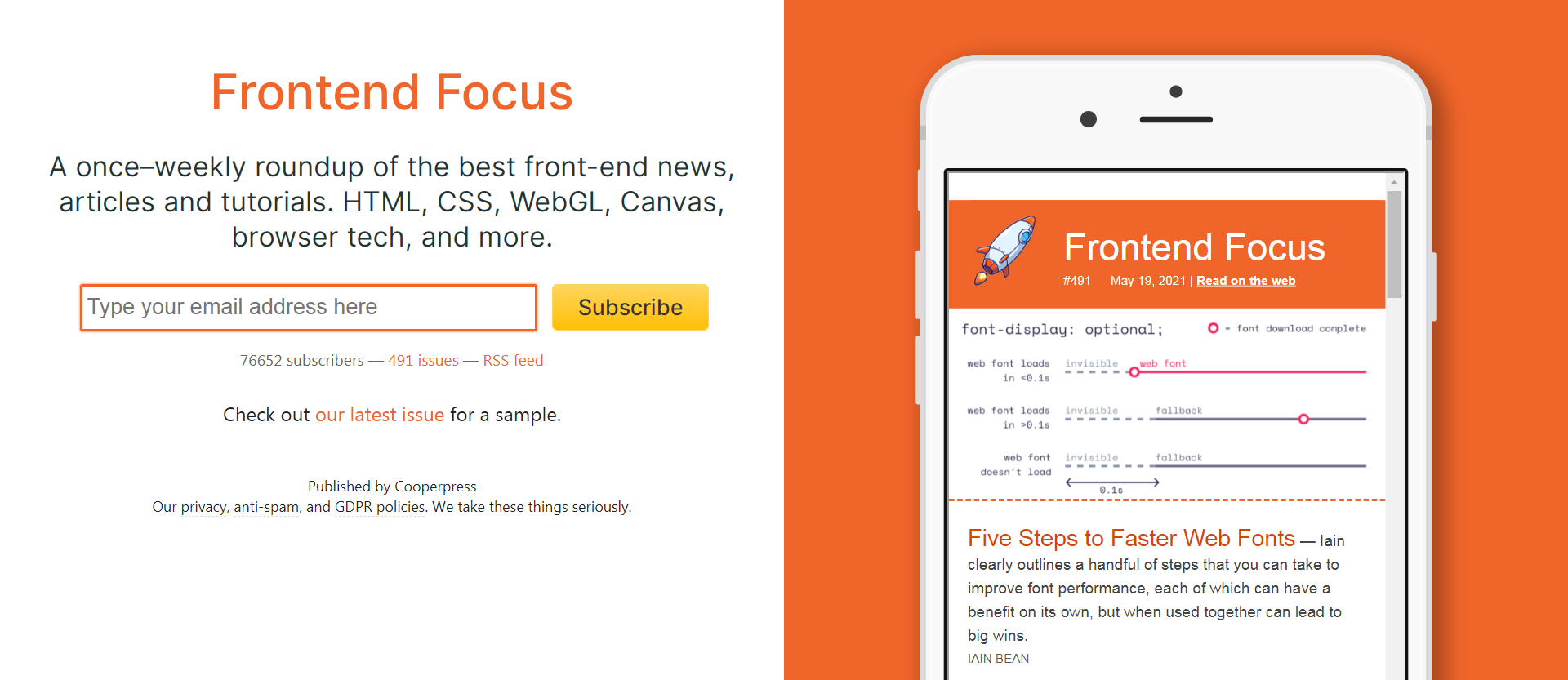 Frontend Focus newsletter signup