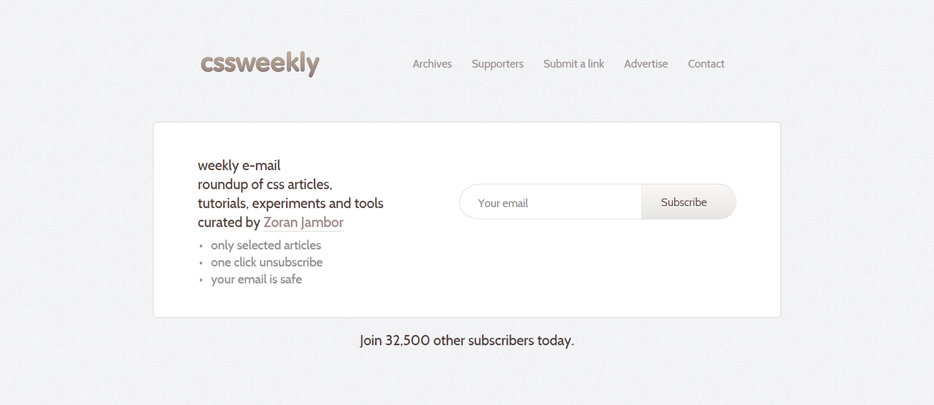cssweekly newsletter signup