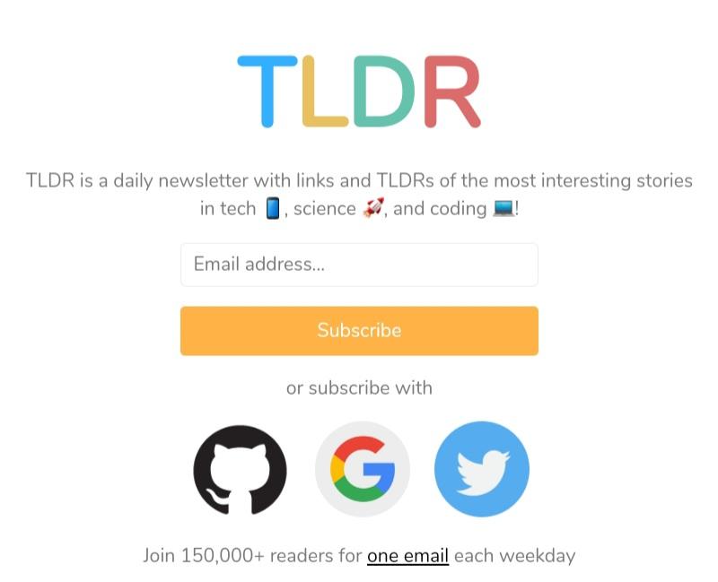 TL;DR newsletter signup form