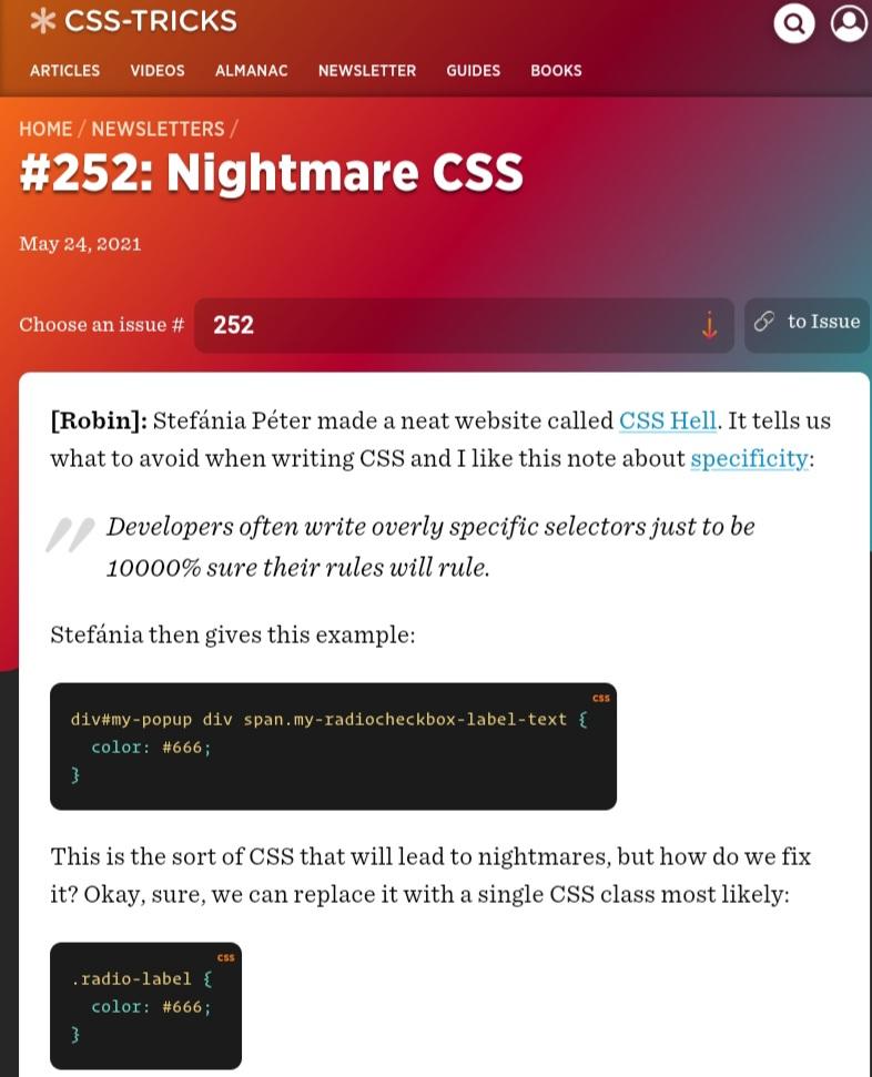 CSS Tricks newsletter
