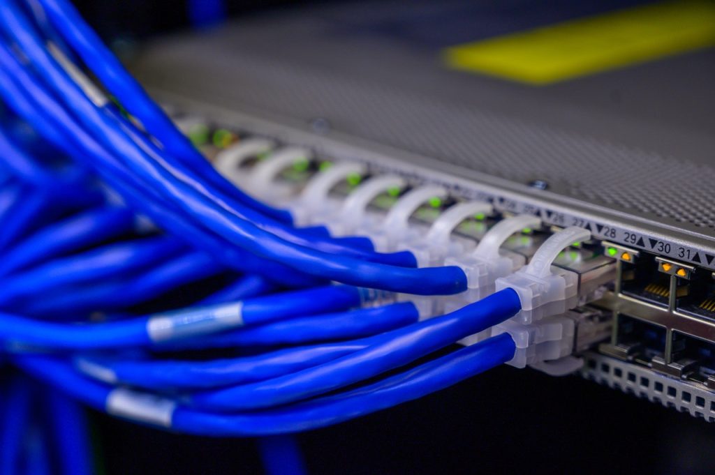 ethernet cables connected to a server