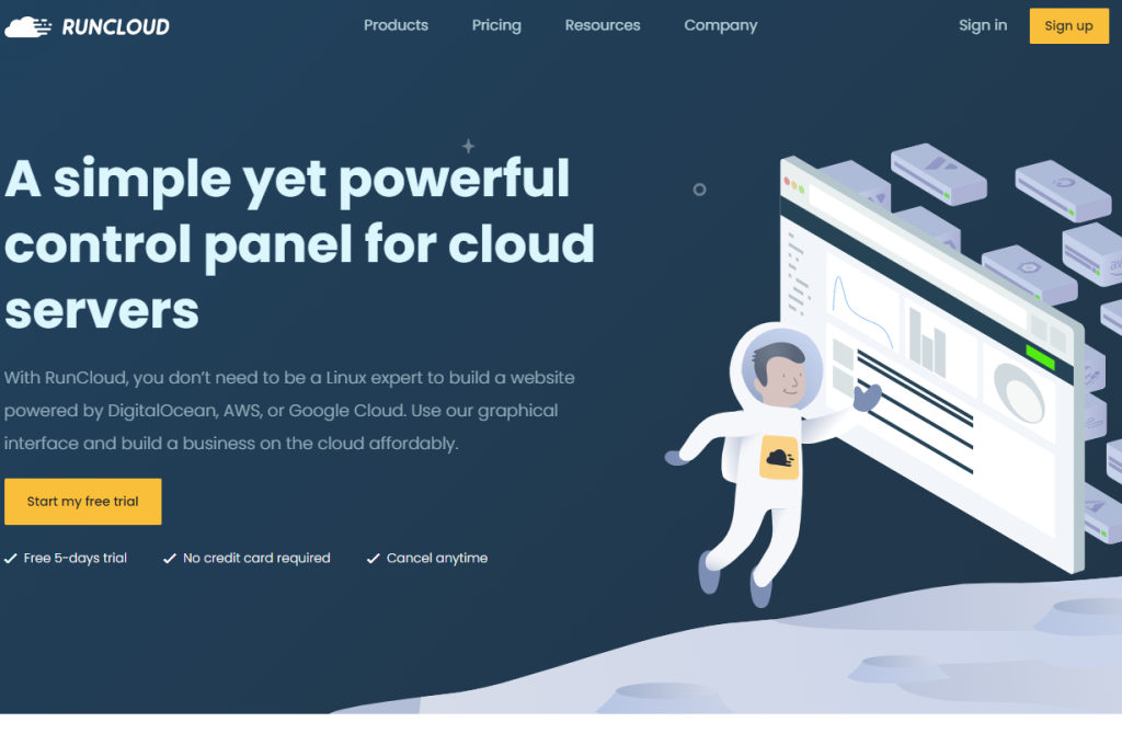RunCloud homepage