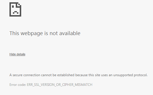 SSL_ERROR_NO_CYPHER_OVERLAP Error code