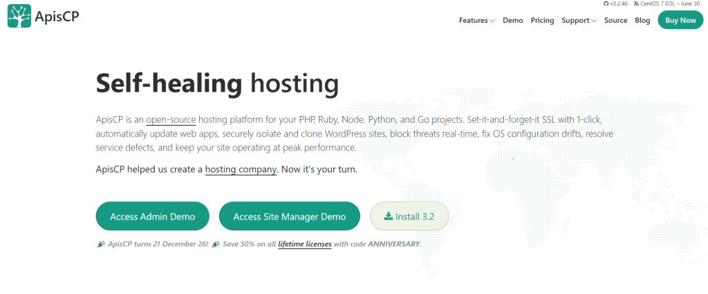 Apis CP website homepage
