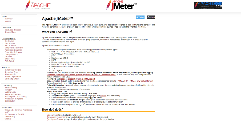 apache jmeter performance testing tool homepage