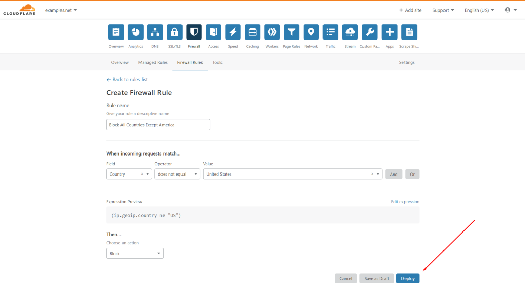 cloudflare firewall rules block all countries