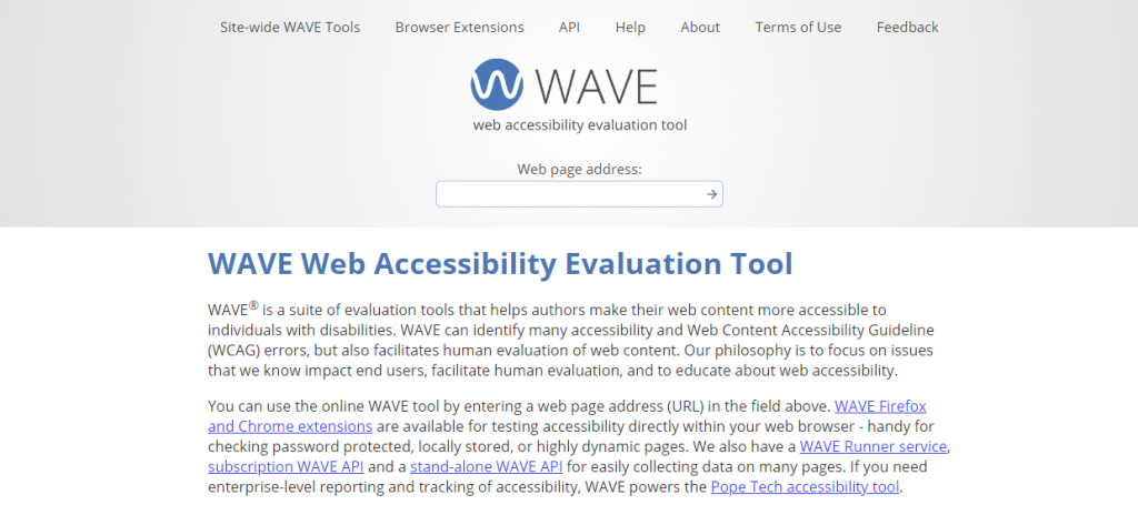 wave accessbility tool performance testing tool homepage