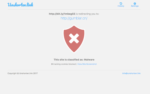 unshorten.link privacy extension homepage