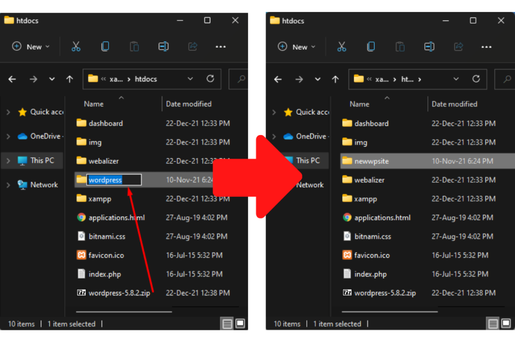 changing wordpress folder to website name
