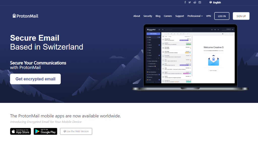 protonmail homepage