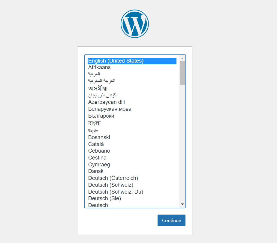 setting language during wordpress installation