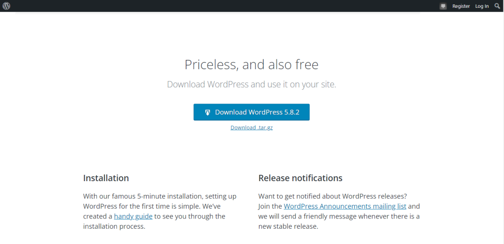 wordpress download page