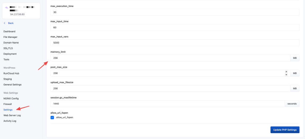 PHP memory limit