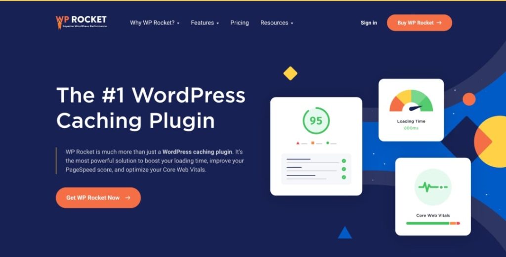 WP Rocket caching plugin homepage