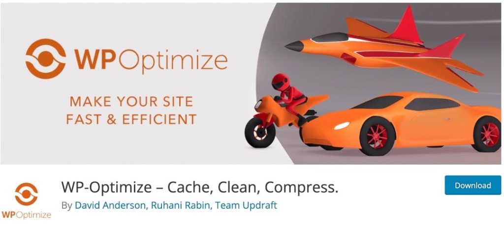 wp-optimize caching plugin homepage