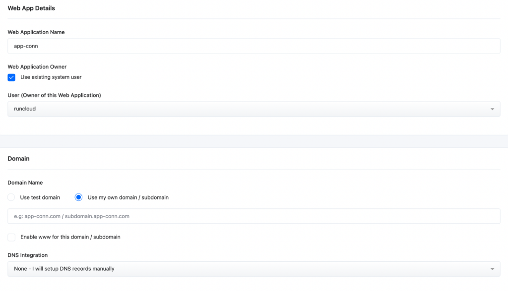 provide information associated with the web app and map a domain