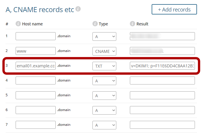 adding the public key to dns record
