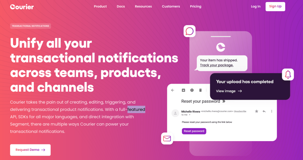 courier Transactional Email Service homepage