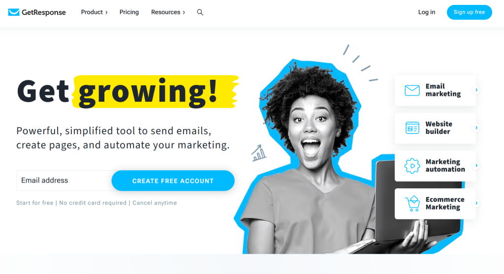 getresponse Transactional Email Service homepage