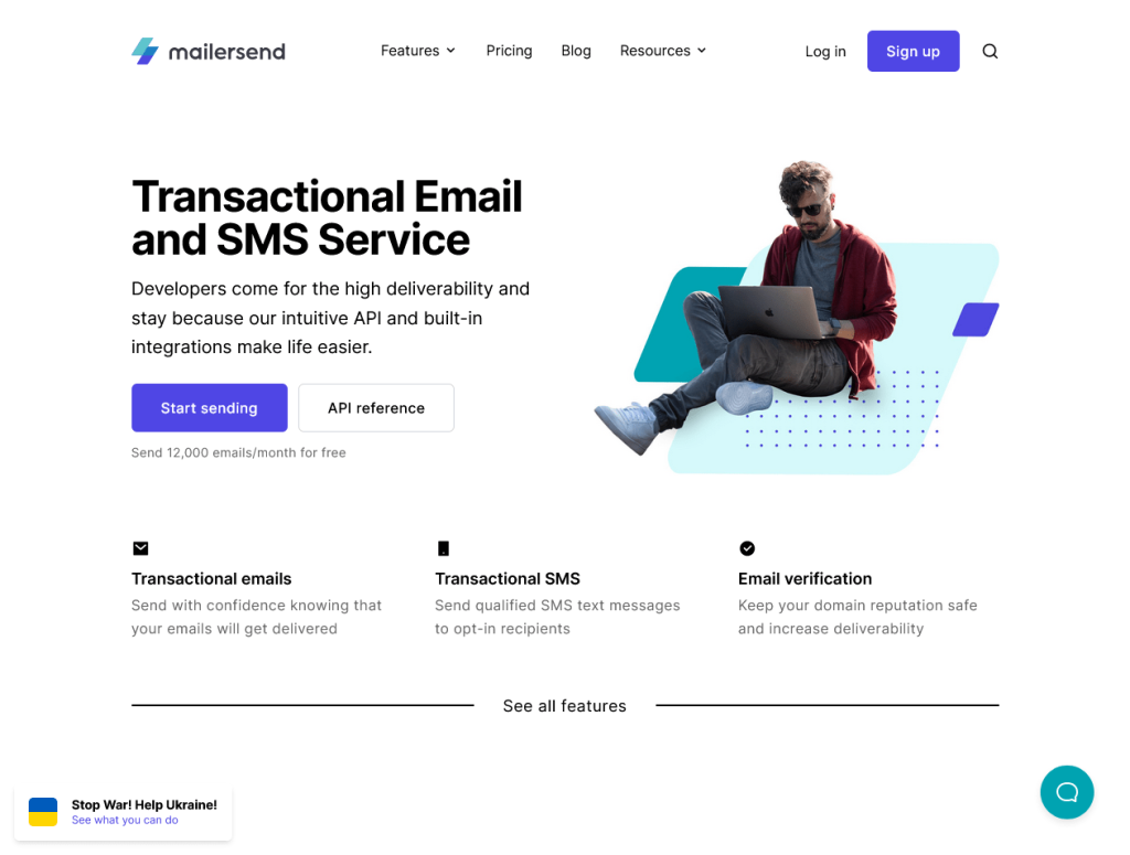 mailersend Transactional Email Service homepage