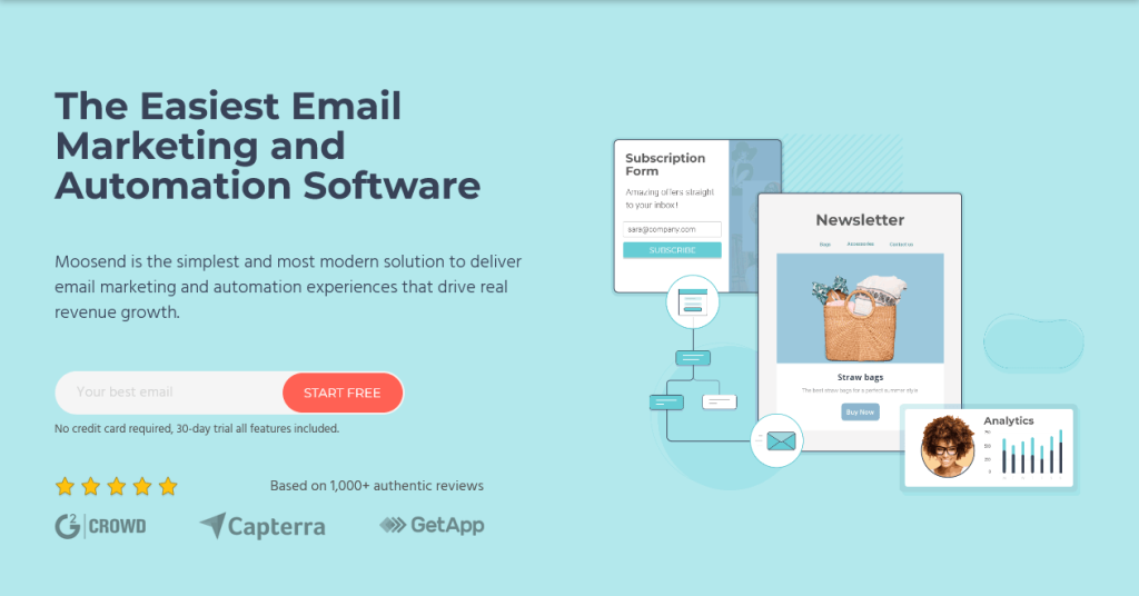 moosend homepage Transactional Email Service