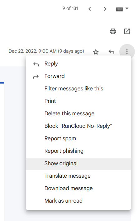 option show original to verify the dkim signature