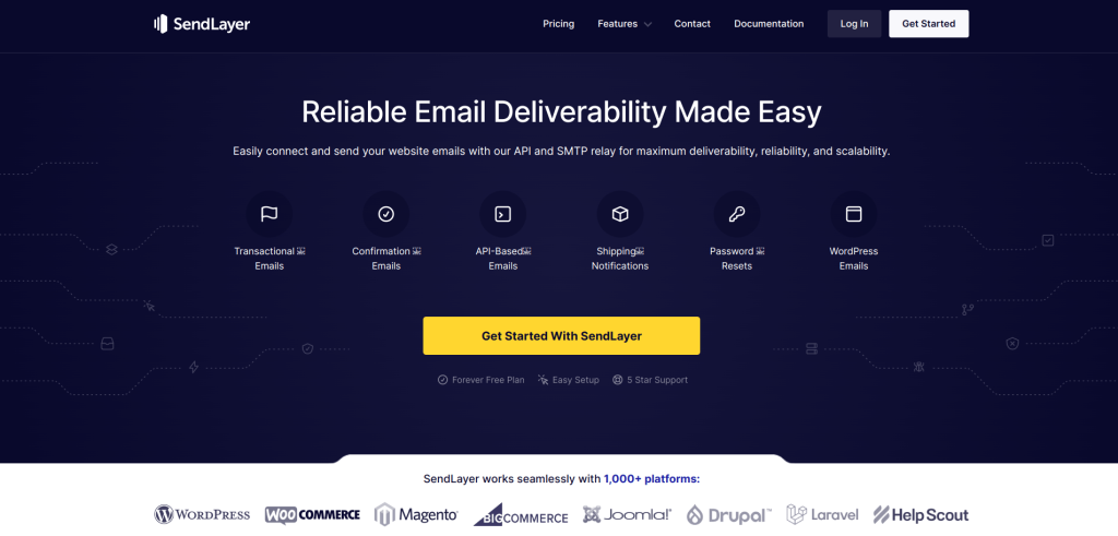 sendlayer Transactional Email Service homepage