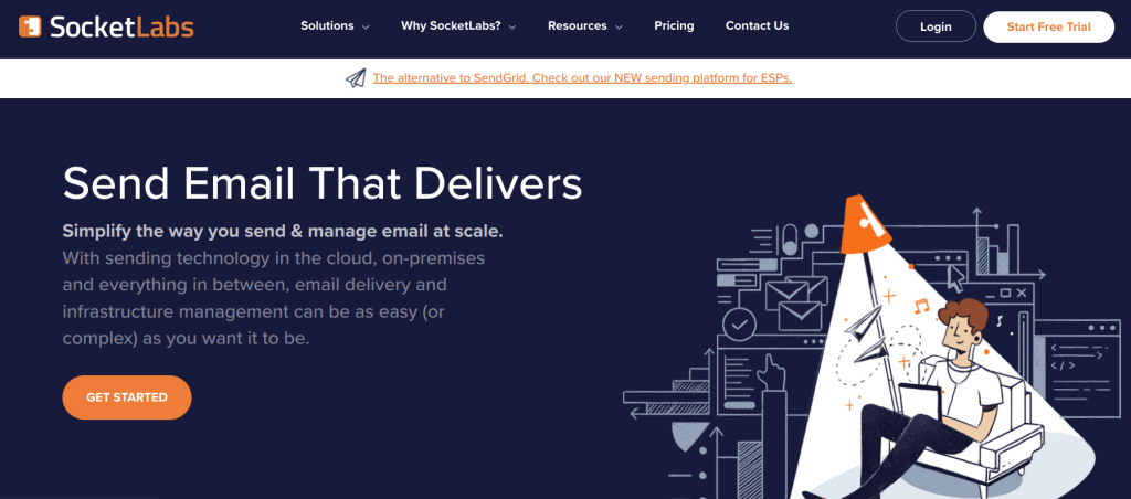 socketlabs Transactional Email Service homepage