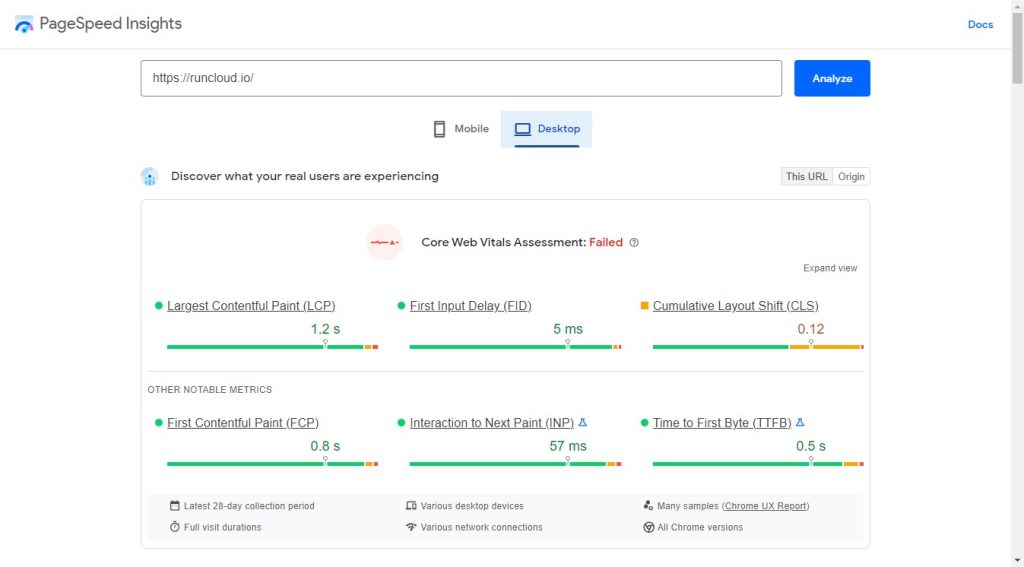 Google Pagespeed Insights