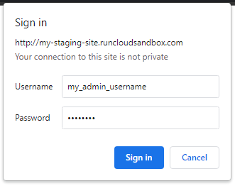 HTTP authentication RunCloud WordPress