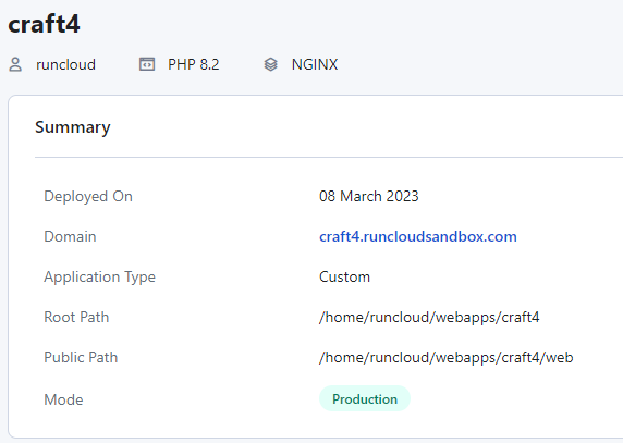 Application Overview RunCloud PHP 8.2