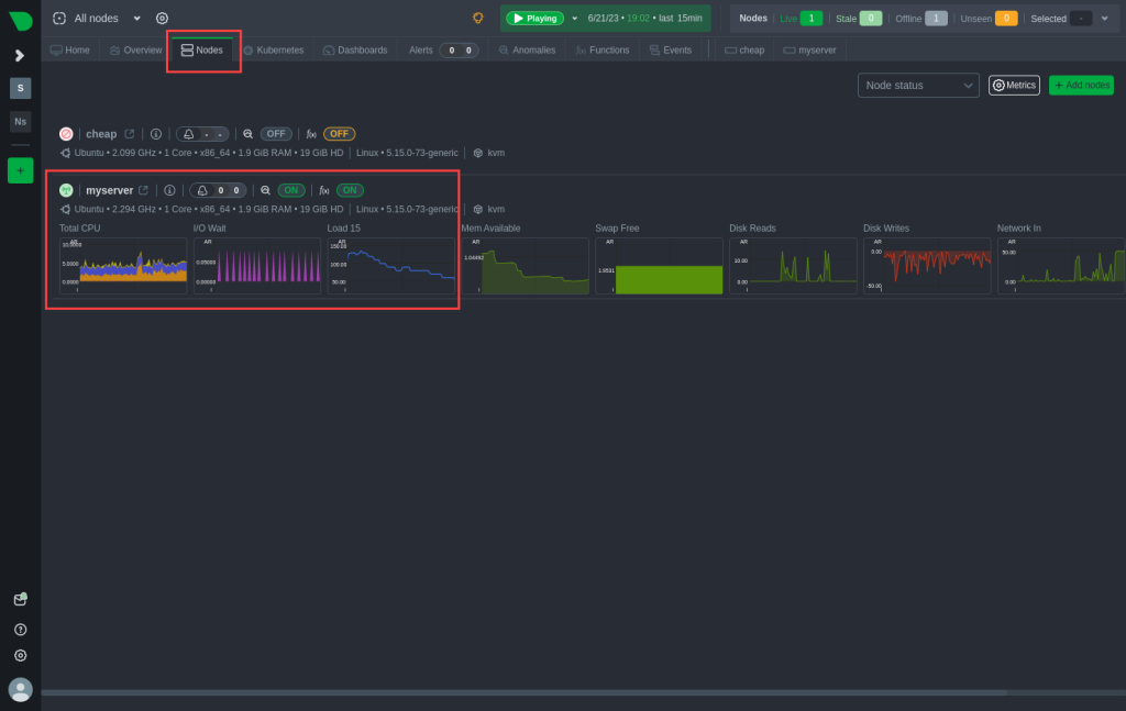 Connected nodes on Netdata cloud dashboard