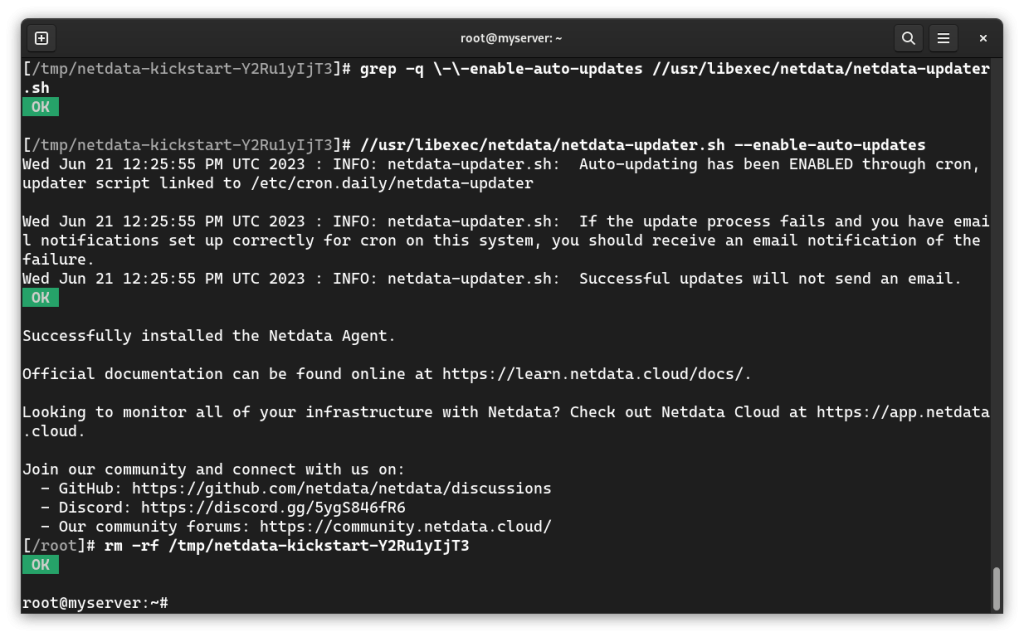 Netdata installation completed successfully.