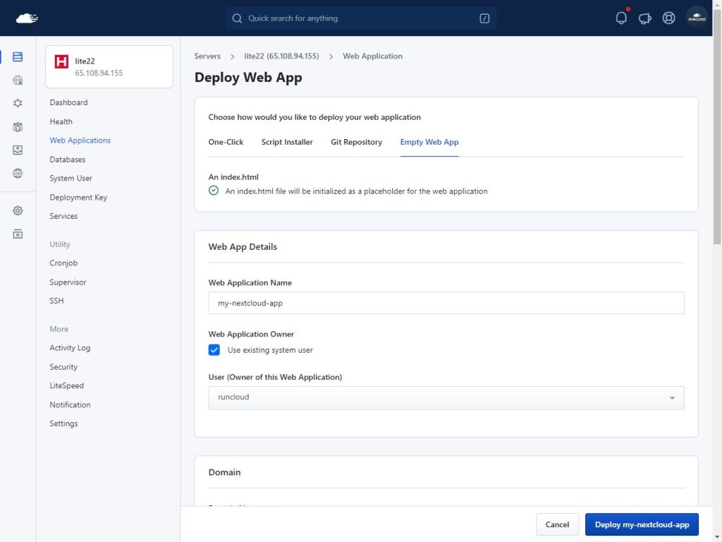 Deploy a web app