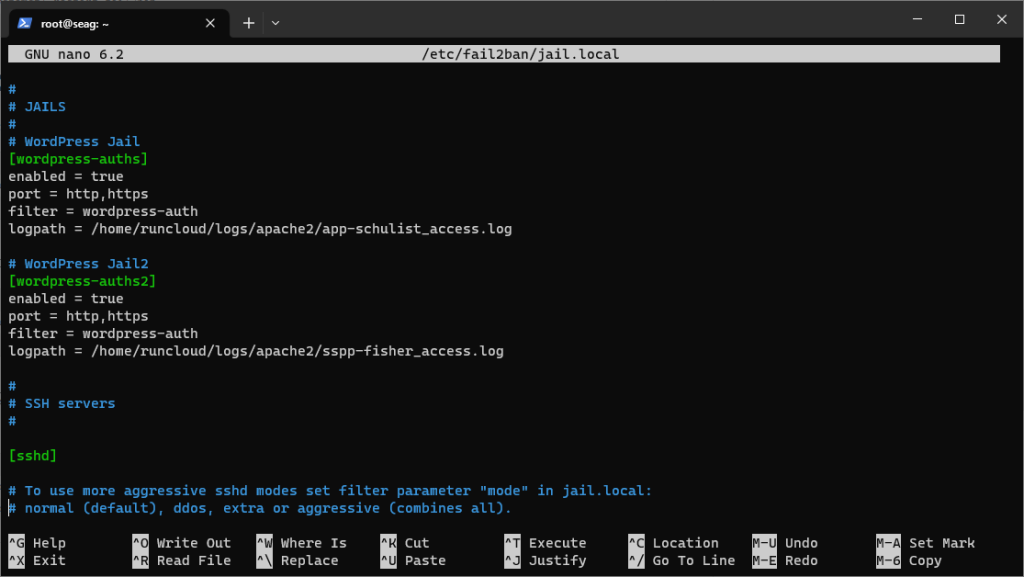 Fail2ban Config file