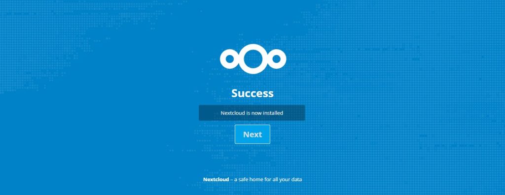 nextcloud installation successful