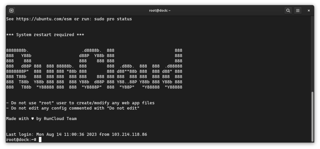 RunCloud ssh login