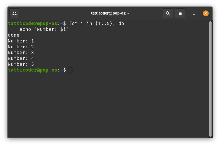 number list in for loop
