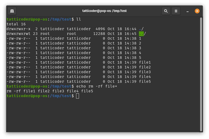 Bash echo rm command