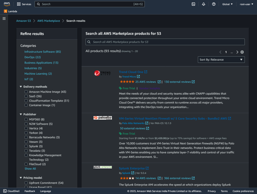AWS S3 marketplace