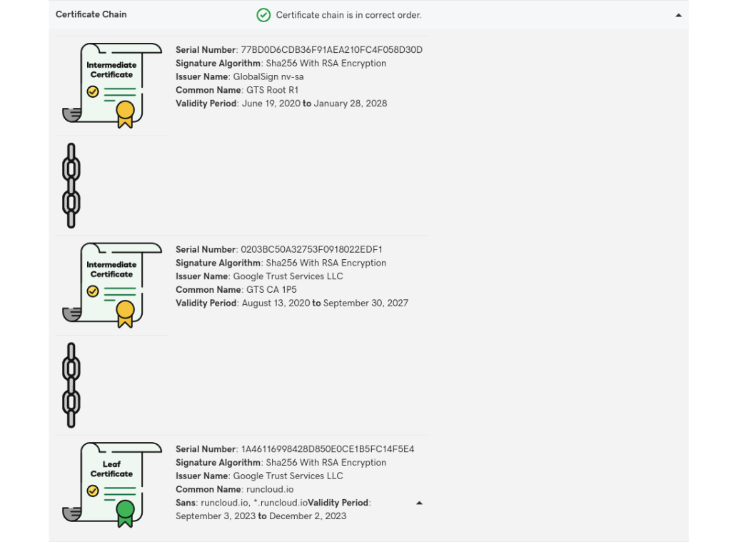 SSL certificate chain to mitigate errors